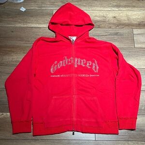 Godspeed Red Zip Up Sweater